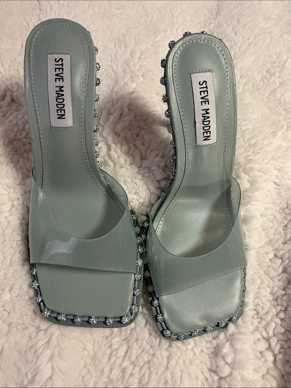 Steve Madden Mint Green Beaded Slide Heels